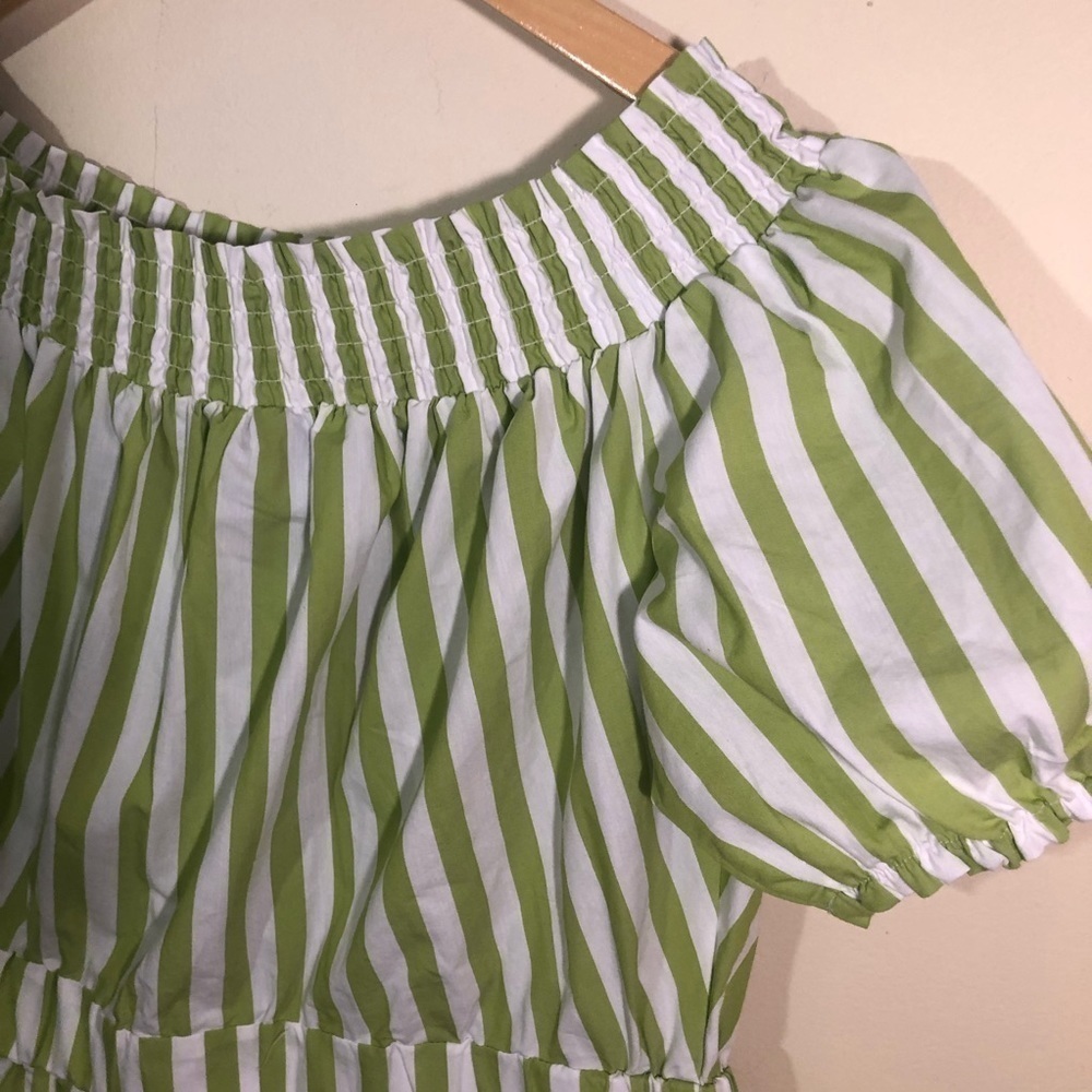 New York & Co 7th Avenue Striped Ruched Peplum Balloon Sleeve Top XL - Picture 4 of 6